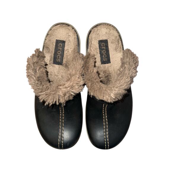 Crocs women cobbler Eva faux fur lined mule clog sz 7 - Picture 6 of 8
